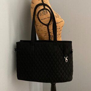 Vera Bradley Laptop Bag Work Tote School Quilted Black Microfiber VHTF